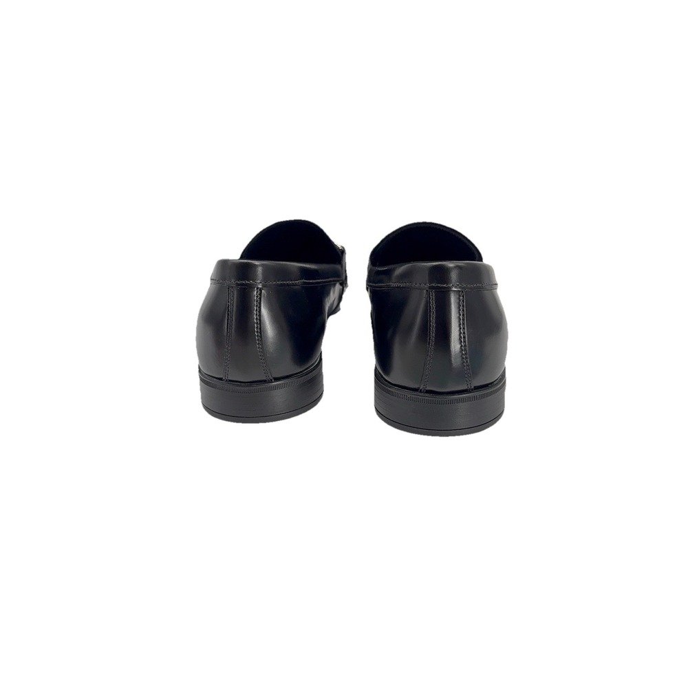 Prada Men's Black Leather Loafers 2DC079 Spazzolato Fumé Size 7.5 Made in Italy - Picture 3 of 12